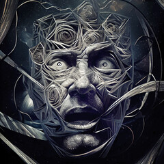 Midjourney abstract render of a human face