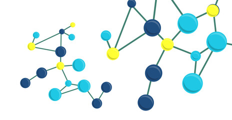 Geometric medical concept of DNA mesh. Chemical molecular structure and models of colored molecules. Medicine and biotechnology.