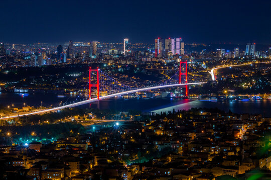 Evening traffic on the fatih sultan mehmet bridge