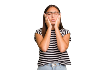 Young cute caucasian woman isolated whining and crying disconsolately.