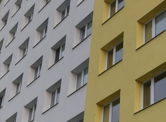 Facade with windows of a panel building