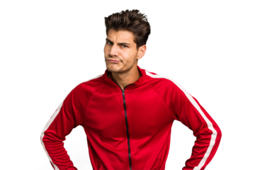 Young caucasian handsome man isolated confused, feels doubtful and unsure.