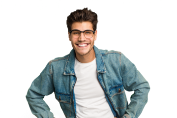 Young caucasian handsome man isolated happy, smiling and cheerful.