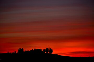 sunset in tuscany