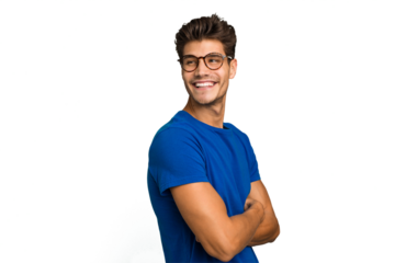 Young caucasian handsome man isolated laughing and having fun.