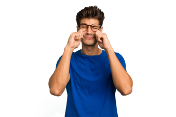 Young caucasian handsome man isolated whining and crying disconsolately.