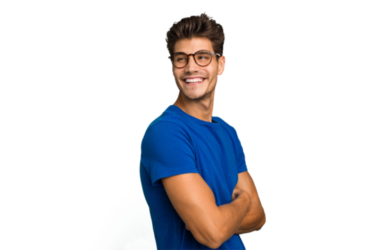 Young caucasian handsome man isolated laughing and having fun.