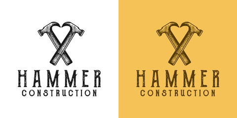 hammer construction logo design vector illustration
