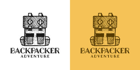 backpacker logo design vector illustration
