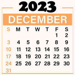 December 2023 Calendar template illustration