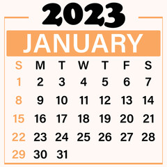 January 2023 Calendar template 