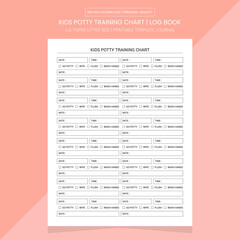 Naklejka premium Kids Potty Training Chart Tracker | Notebook Printable Template |Diary Journal