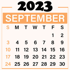 September 2023 Calendar template illustration