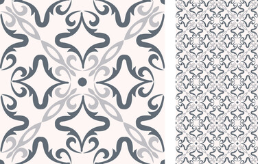 Seamless Azulejo tile. Portuguese and Spain decor. Ceramic tile. Seamless Floral pattern. Vector hand drawn illustration, typical portuguese and spanish tile