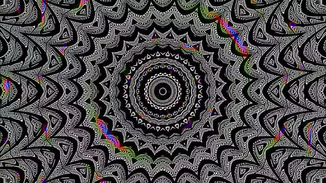 Abstract Kaleidoscope pattern with full colors. Magic mandala. 4k	