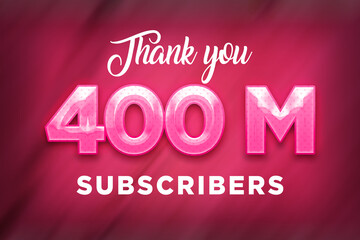 400 Million  subscribers celebration greeting banner with Pink Design