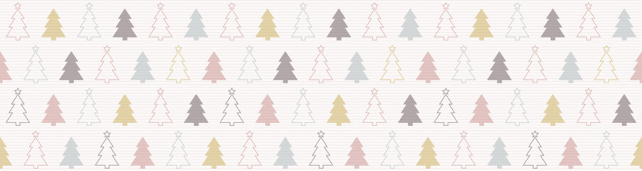 Obraz premium Christmas background with festive trees. Seamless pattern. Banner. Vector