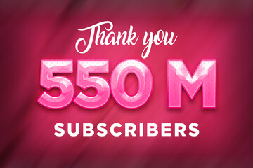 550 Million  subscribers celebration greeting banner with Pink Design