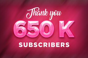 650 K  subscribers celebration greeting banner with Pink Design