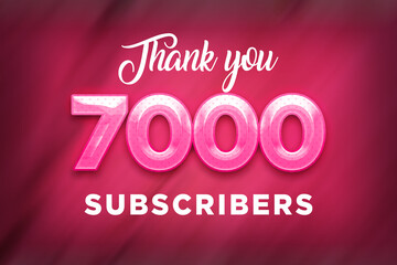 7000 subscribers celebration greeting banner with Pink Design