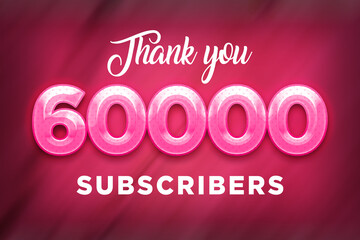 60000 subscribers celebration greeting banner with Pink Design