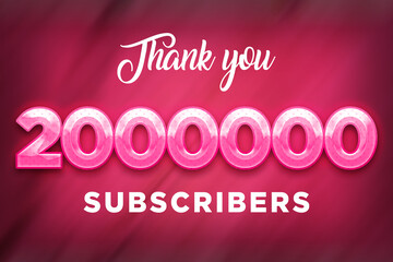 2000000 subscribers celebration greeting banner with Pink Design