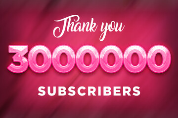 3000000 subscribers celebration greeting banner with Pink Design