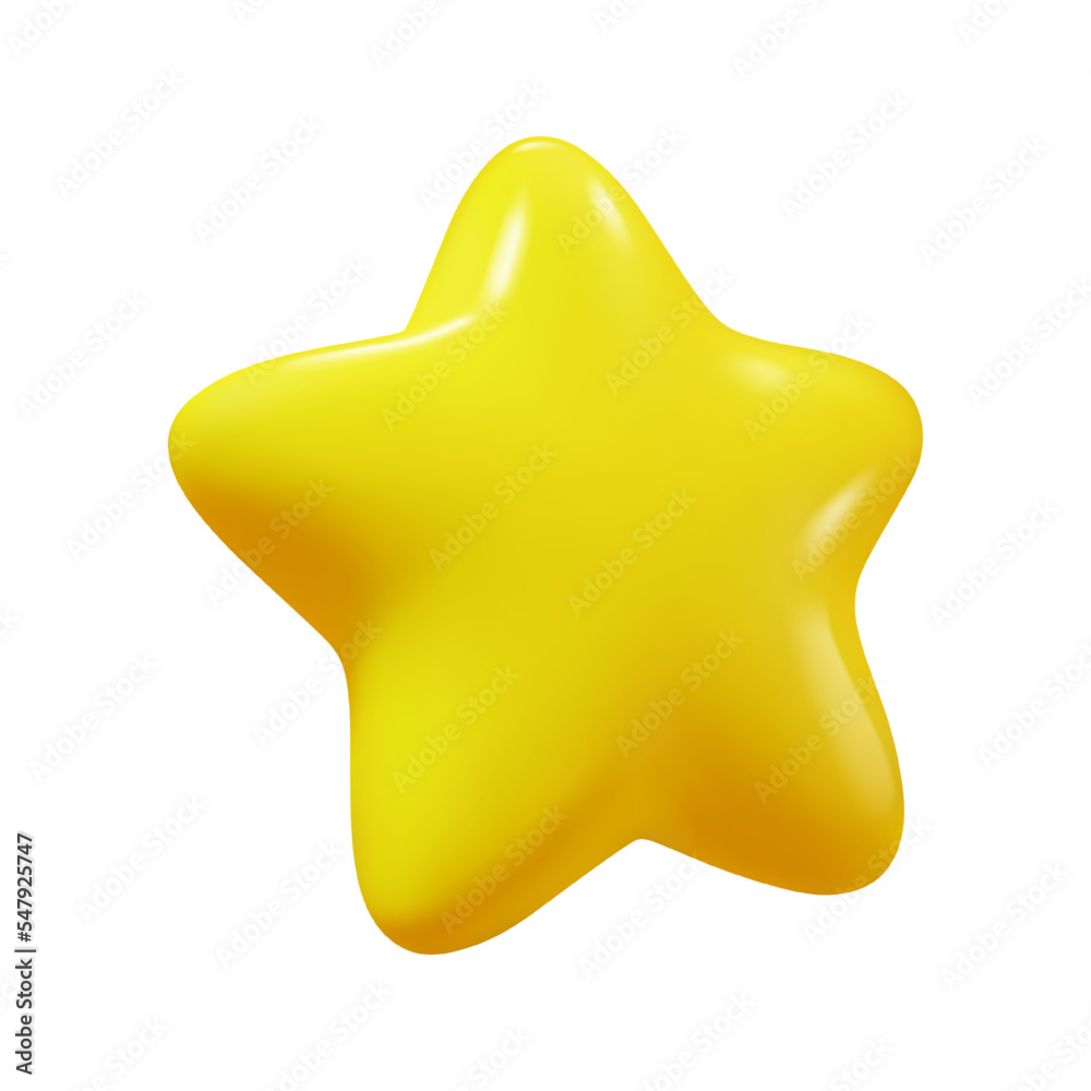 Poster rotating realistic star, golden icon for games and applications. isolated award or rating, symbol of