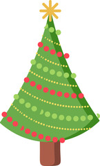 Christmas lights on evergreen tree flat icon Outdoor decor