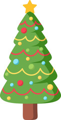 Christmas tree with lights flat icon Decorations
