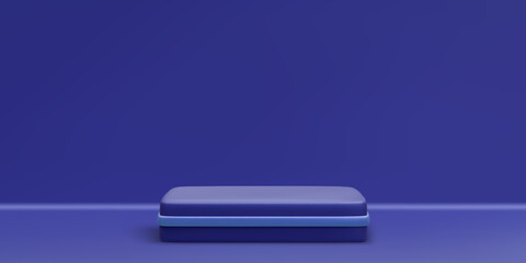 3d realistic blue podium. Scene and platform light background. Design pedestal for award and winner. Vector illustration