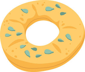 Doughnut with seeds flat icon Healthy food Bakery
