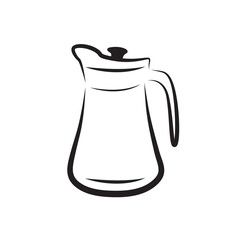 Water jug vector isolated. Old classic water jug with lid.
