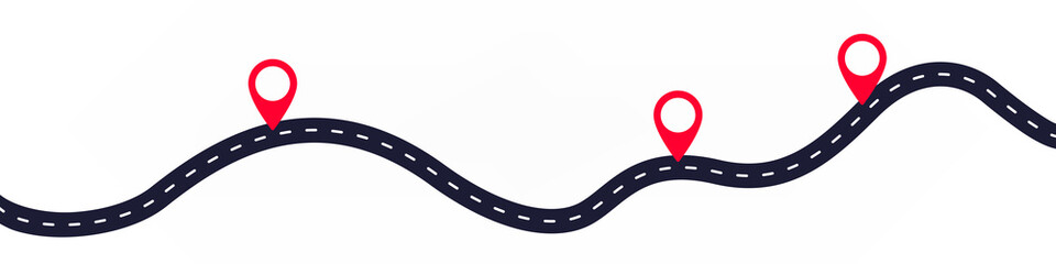 Fototapeta premium Map pin and path. Destination marker and road illustration