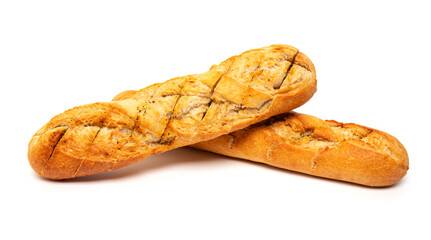 French bread baguette isolated on a white background