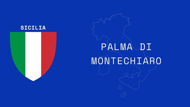 Palma di Montechiaro: Illustration mit dem Ortsnamen der italienischen Stadt Palma di Montechiaro in der Region Sicilia