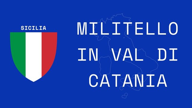 Militello in Val di Catania: Illustration mit dem Ortsnamen der italienischen Stadt Militello in Val di Catania in der Region Sicilia