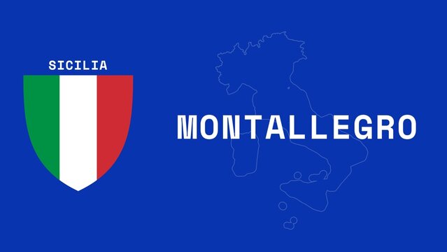 Montallegro: Illustration mit dem Ortsnamen der italienischen Stadt Montallegro in der Region Sicilia