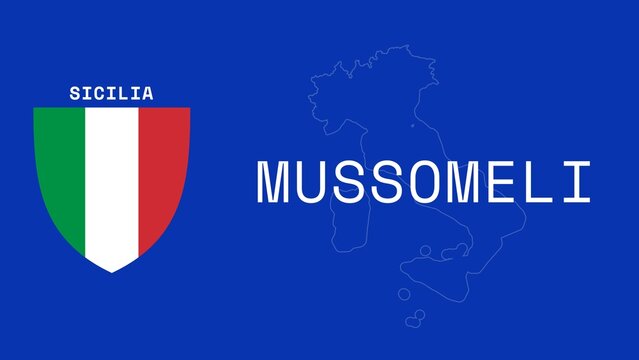 Mussomeli: Illustration mit dem Ortsnamen der italienischen Stadt Mussomeli in der Region Sicilia