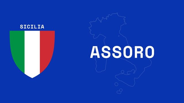 Assoro: Illustration mit dem Ortsnamen der italienischen Stadt Assoro in der Region Sicilia