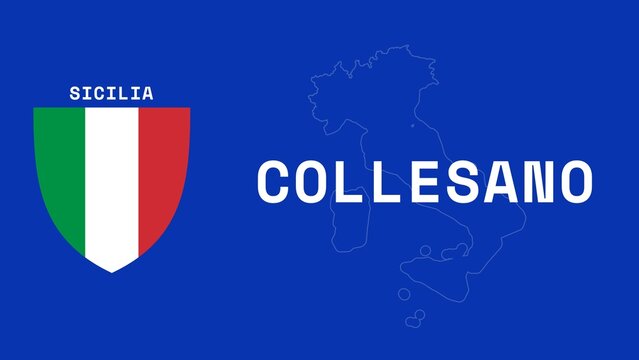 Collesano: Illustration mit dem Ortsnamen der italienischen Stadt Collesano in der Region Sicilia
