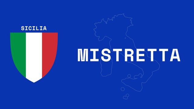 Mistretta: Illustration mit dem Ortsnamen der italienischen Stadt Mistretta in der Region Sicilia