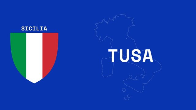 Tusa: Illustration mit dem Ortsnamen der italienischen Stadt Tusa in der Region Sicilia