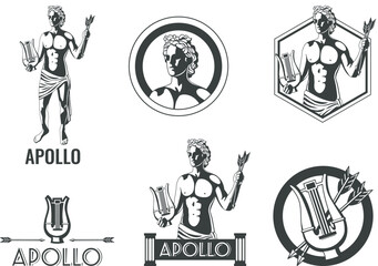 Apollo God Emblems Set - obrazy, fototapety, plakaty