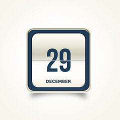 December 29. Button with text 3 November. Table calendar in 3D illustration style.