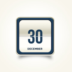 December 30. Button with text 3 November. Table calendar in 3D illustration style.
