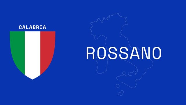 Rossano: Illustration mit dem Ortsnamen der italienischen Stadt Rossano in der Region Calabria