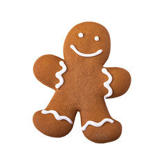 Christmas Gingerbread Man  -  Holiday biscuit  -  Christmas food, cookie.  Isolated on white background. PNG file with transparency. - 547931537