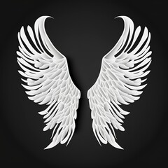 Obraz premium flat white angel wing illustration isolated in black background