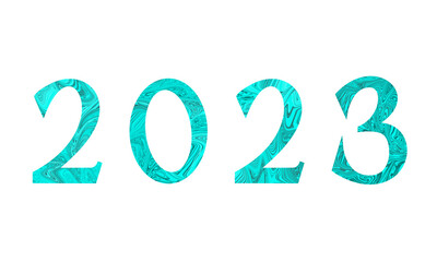 2023 typeface anniversary. The transition from 2022 to the new year. Abstract liquid concept. white background.
